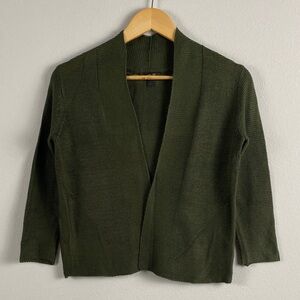 Worthington Petite Knit Open Front Cardigan | Semi Sheer, 3/4 Sleeves | Green